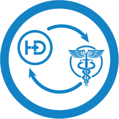 OHD logo with a doctor symbol inside a blue circle